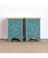 Indian Hand Carved Solid Wooden 1 Door Bedside Table